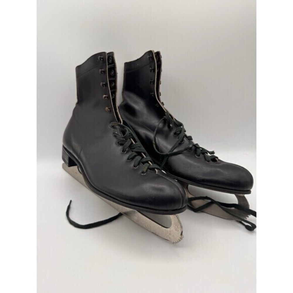 Vintage Areflyte Antique Men’s Black Leather Ice Skates Size 11 2/3